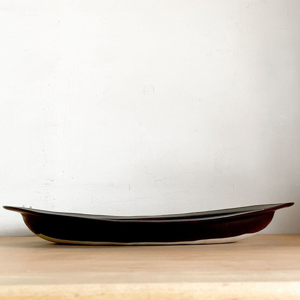 クリスチャンヌ ペロション Christiane Perrochon ストーンウェア STONEWARE オーバル プレート 大 ブラックカラー イタリア 陶器 ハンドメイド 現代作家 ■