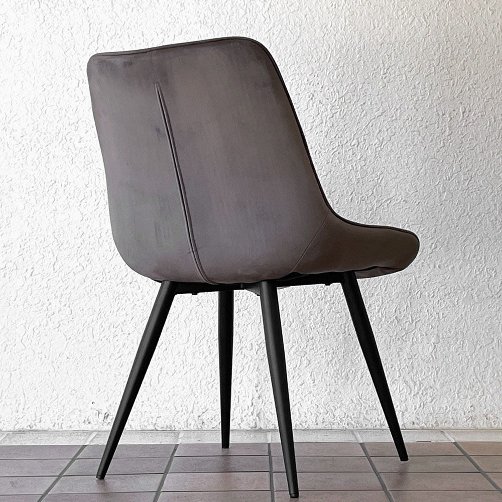 かなでもの Kanademono Elegant Velvet Box Stitch Chair ダイニングチェア ベロア ダークグレー B ◇