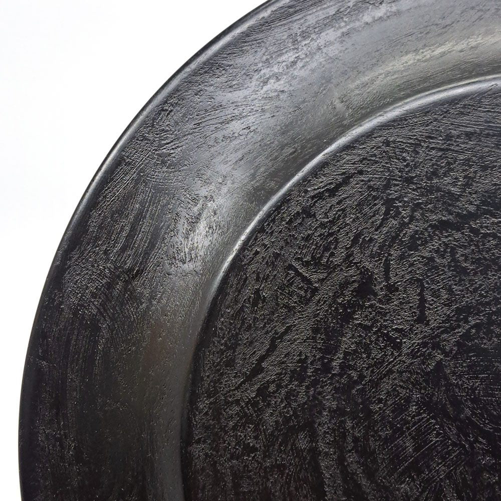杉田明彦 リム皿 小 木製プレート Φ22cm 欅 漆器 黒 現代作家 A ●