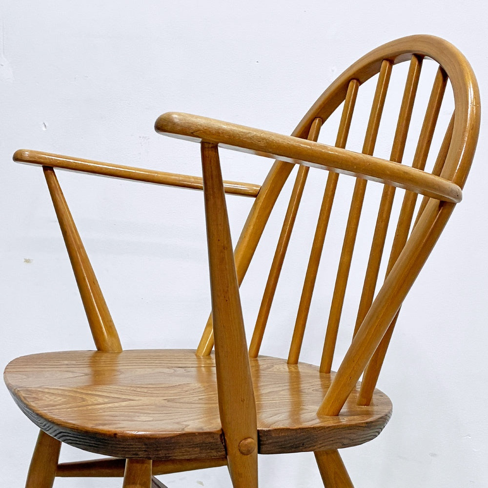 アーコール Ercol フープバックチェア アームチェア ダイニングチェア エルム材 ビーチ材 UKビンテージ 英国家具 ●
