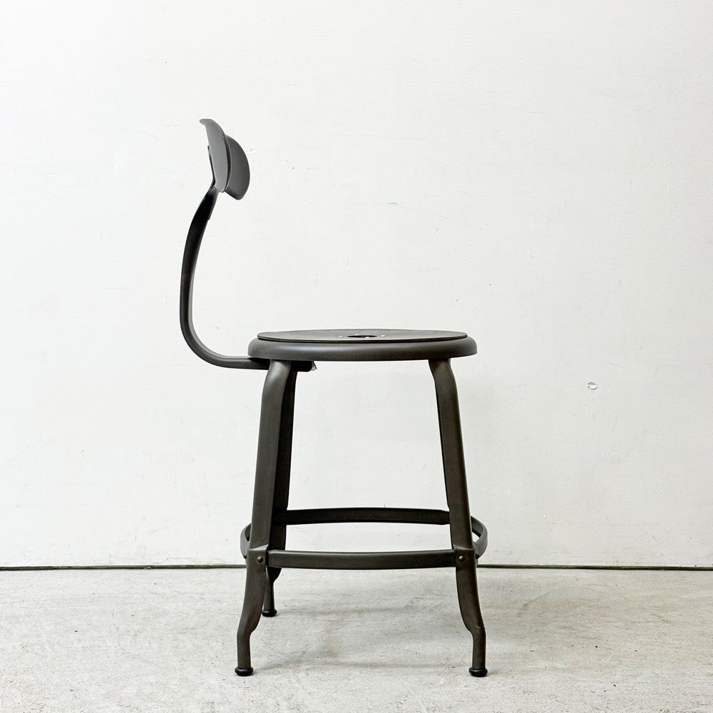 フェールトラヴァイユ FER TRAVAIL ニコルチェア NICOLLE Chair SH45cm ダイニングチェア スチール マットクリア仕上げ 別注モデル レザーパッド付 ブラック インダストリアル フランス ●