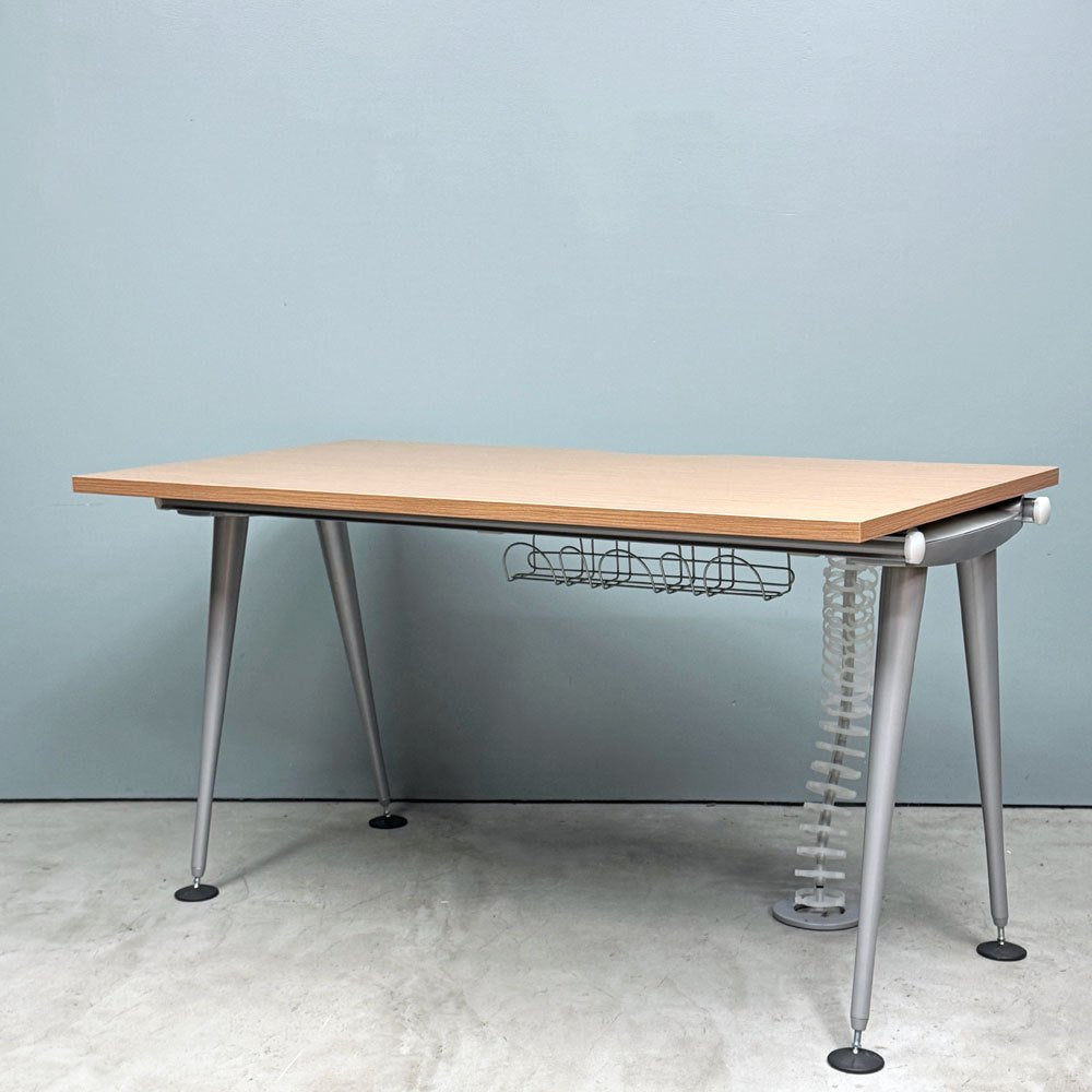 ハーマンミラー Herman Miller アバックエンバイロメンツ ABAK ミーティングテーブル デスク W140cm ウッドカラー ケーブルスパイン付き ティム・ウォレス ◎