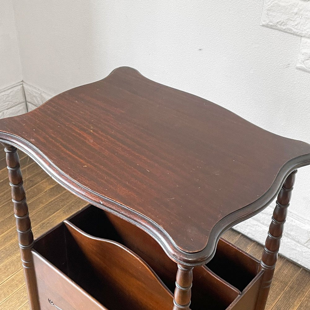 ジャパンビンテージ Japan Vintage サイドテーブル マガジンラック付き W46cm 古家具 昭和レトロ ◎