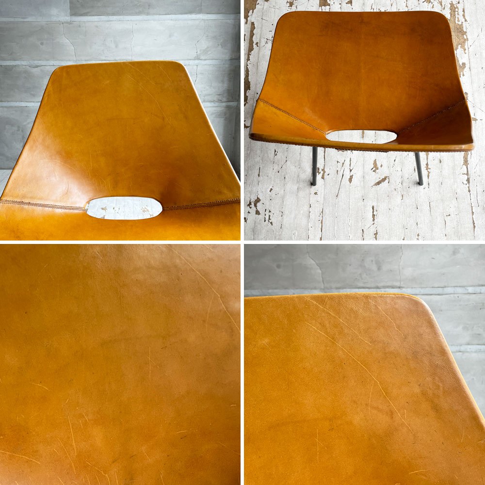 メゾンドュモンド Maisons du Monde トノーチェア Tonneau Chair ダイニングチェア レザー ピエール・ガーリッシュ Pierre Guarich フランス 希少 ♪