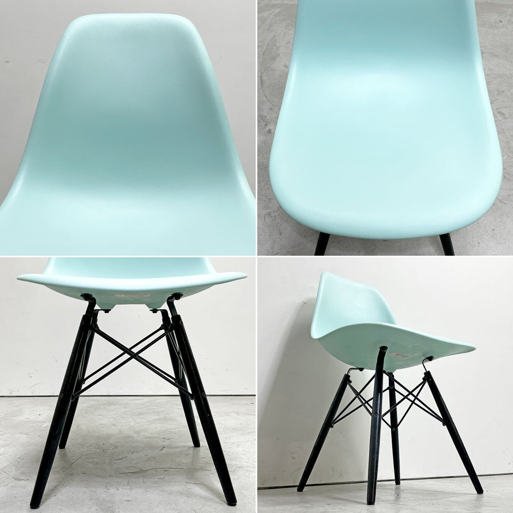 ハーマンミラー HermanMiller サイドシェルチェア ドゥエルレッグ DSW アクアスカイ × エボニー ポリプロピレン製 イームズ ミッドセンチュリー B ●