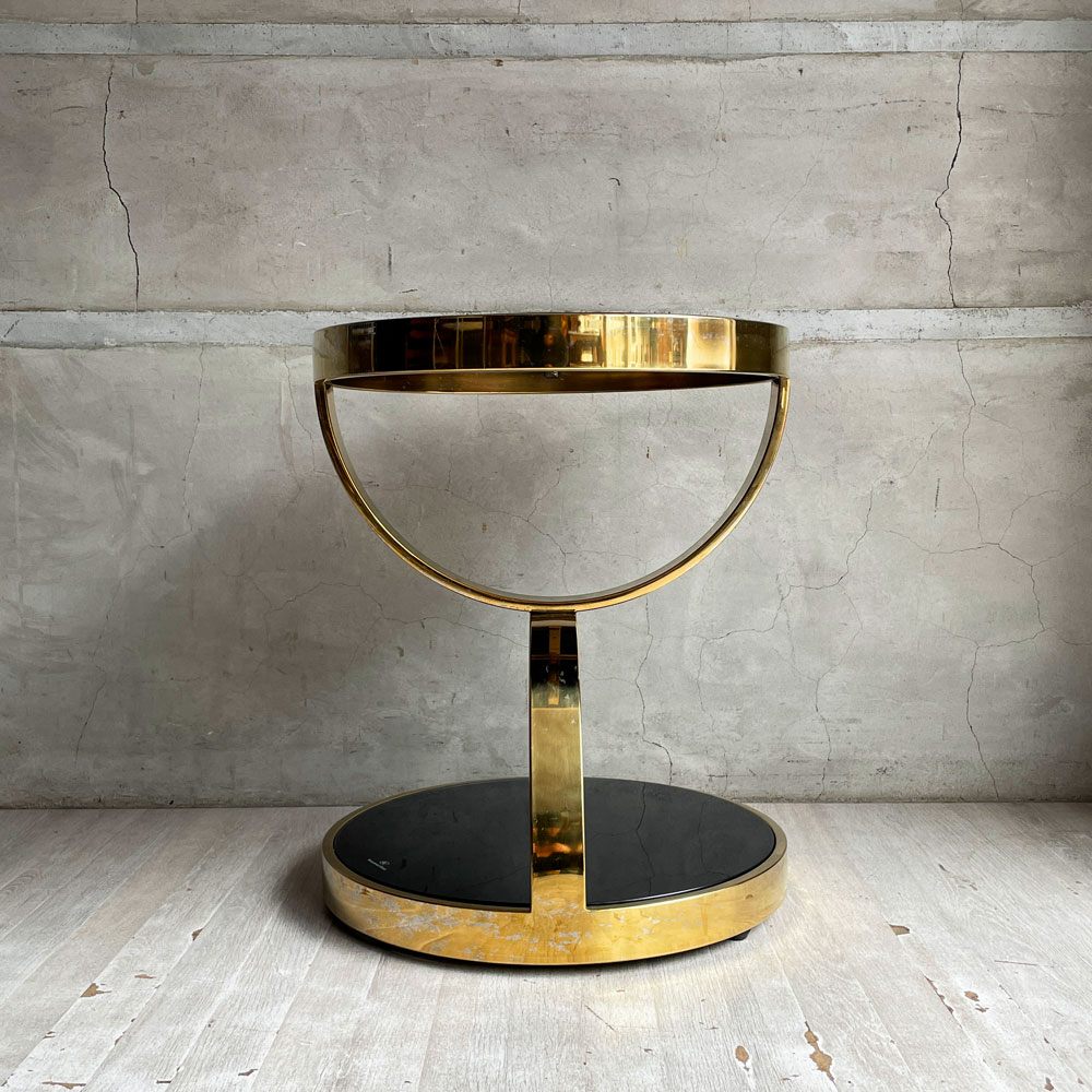 ダブルリング ラウンド サイドテーブル コーヒーテーブル ゴールドカラー ステンレス製フレーム 強化ガラス ガラス天板 モダンスタイル ♪