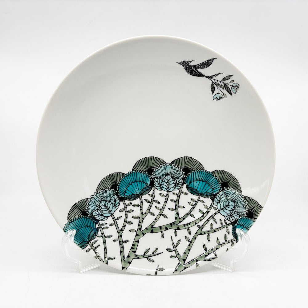 九谷焼 北村和義 鳥一羽 絵皿 Φ25cm 現代作家 ●