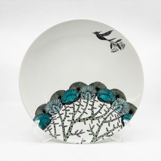 九谷焼 北村和義 鳥一羽 絵皿 Φ25cm 現代作家 ●