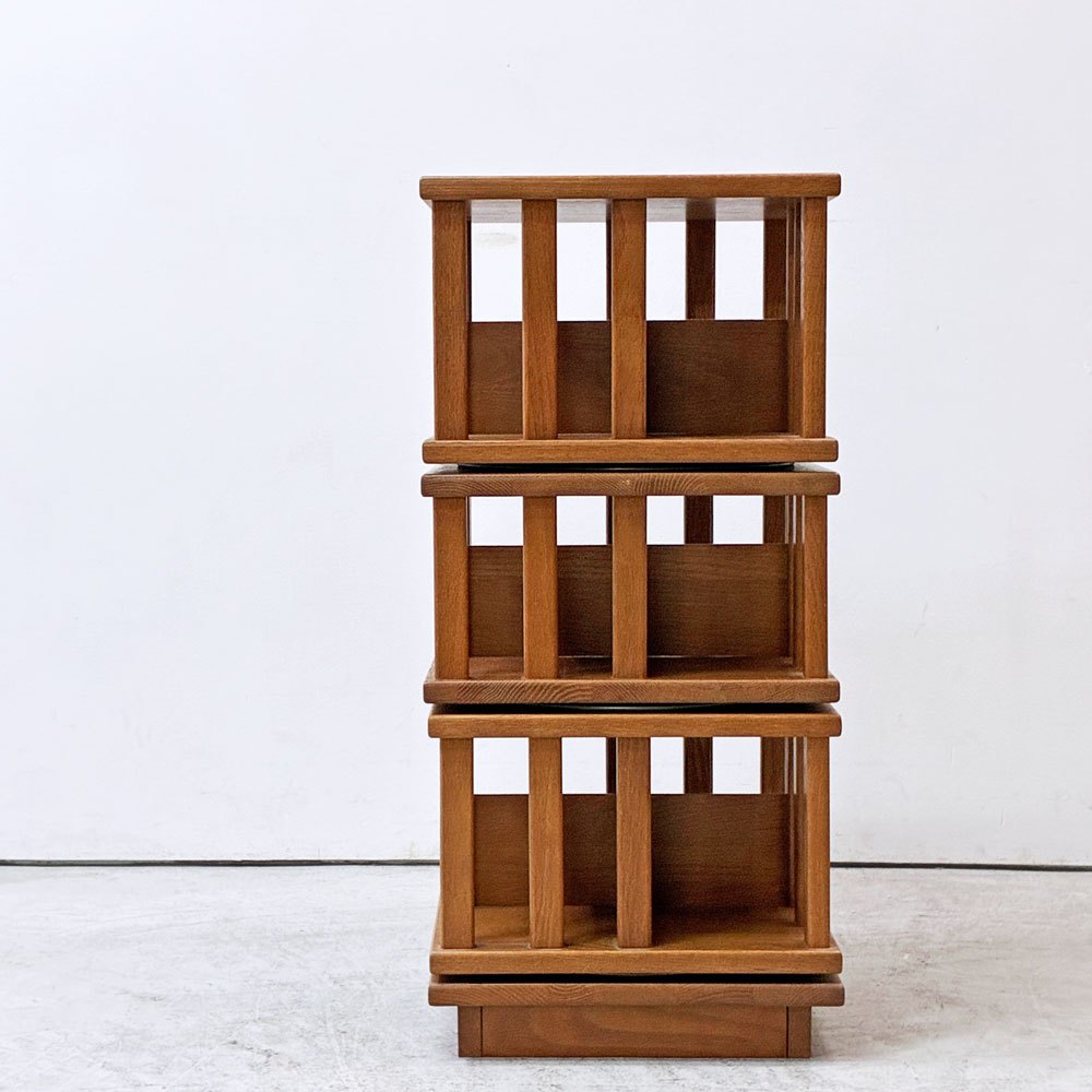 ICO ロータリーブックシェルフ Rotary Bookcase ブックケース 回転式本棚 オーク材 スタッキングシェルフ US製 ●