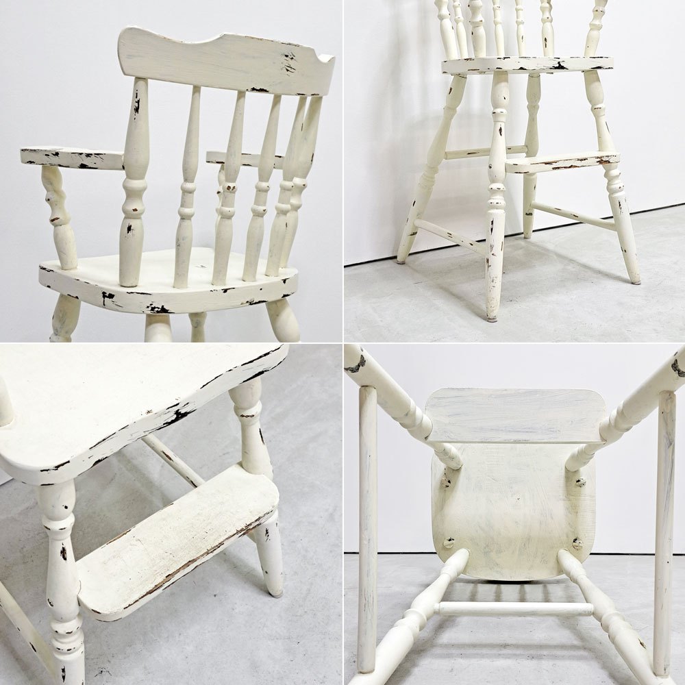 UKビンテージ UK Vintage ペインテッド キッズチェア チャイルドチェア ハイチェア 子供椅子 アイボリー 英国家具 アンティーク シャビーシック ●