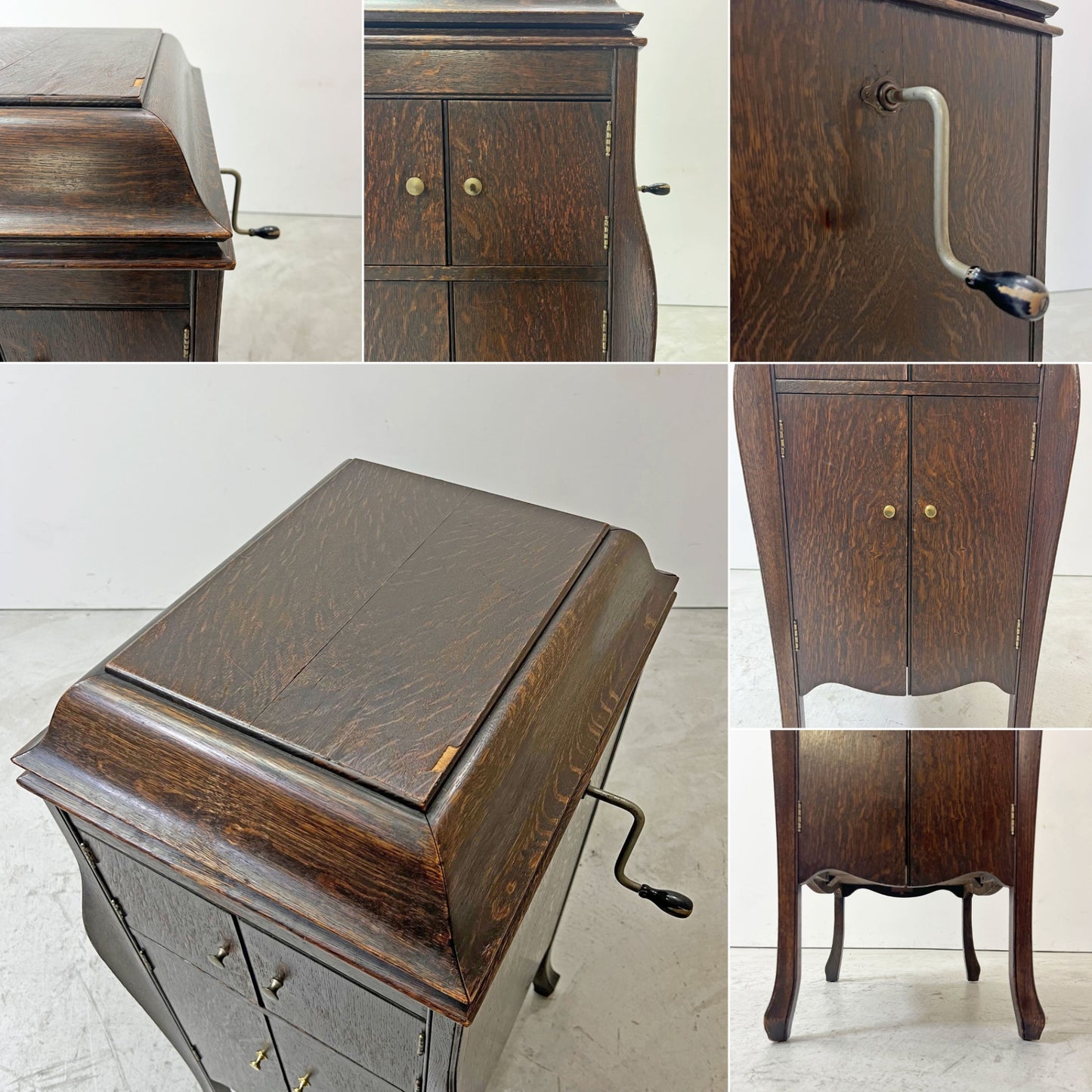グラモフォン Gramophone  ビンテージ レコードプレーヤー 蓄音機 HMV #161 英国製 オリジナル品 1920年代 オーク材 キャビネット アンティーク 動作品 ●