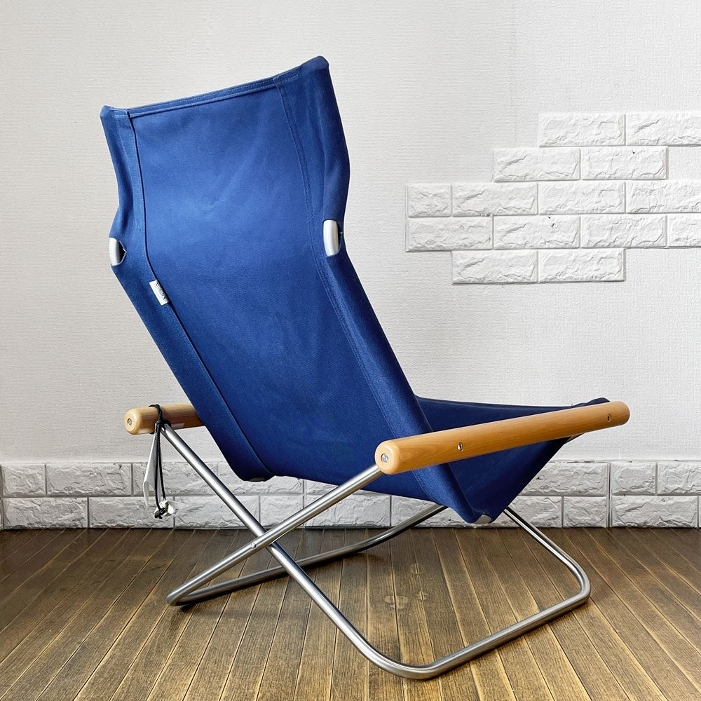 ニーチェア エックス NY chair X フォールディングチェア 折り畳みチェア ラウンジチェア ブルー ナチュラル 新居猛 MoMA 定価 59,400円 ◎