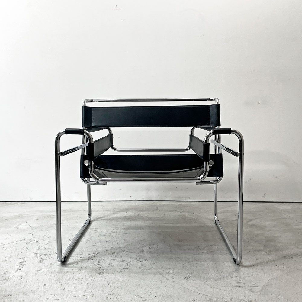 ワシリーチェア Wassily Chair ブラック 本革 マルセルブロイヤー バウハウス 名作家具 モダニズムデザイン リプロダクト品 ●
