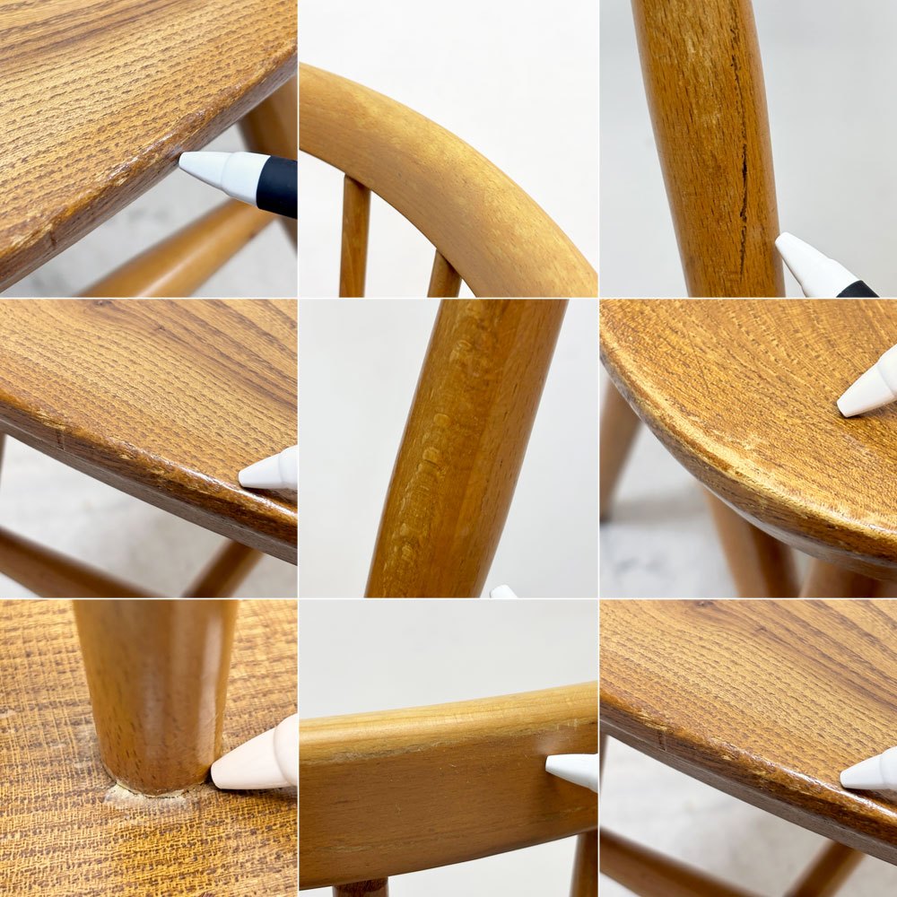 アーコール Ercol ボウバックチェア ファンバックチェア 5本タイプ エルム材 UKビンテージ Vintage 英国 横浜ダニエル製オリジナルクッション付 A ●
