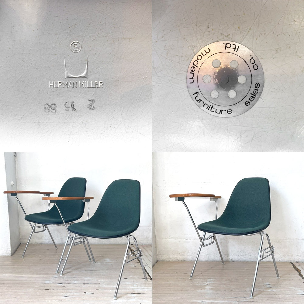 ハーマンミラー Herman Miller サイドシェルチェア セカンド 2nd ビンテージ アプホルスター スクールベース スタッキングベース 肘掛けテーブル付 イームズ ミッドセンチュリー I ★