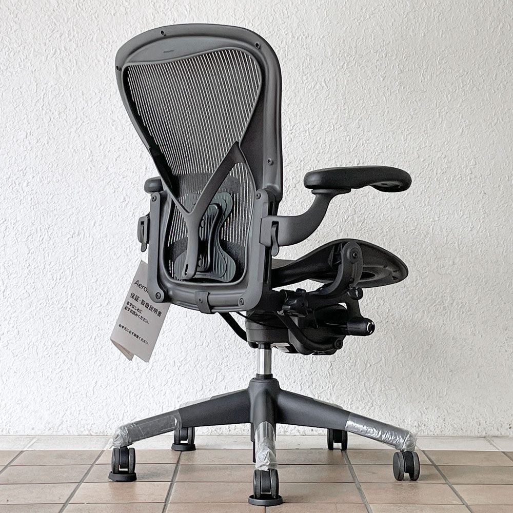 ハーマンミラー Herman Miller アーロンチェア クラシック Bサイズ ポスチャーフィット フル装備 グラファイトベース ヘッドレスト付き ◇