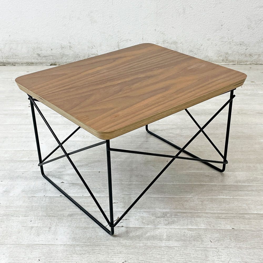 ハーマンミラー Herman Miller イームズワイヤーベースローテーブル Eames Wire Base Low Table LTRT ウォールナット  ミッドセンチュリー 定価￥60,500- ●