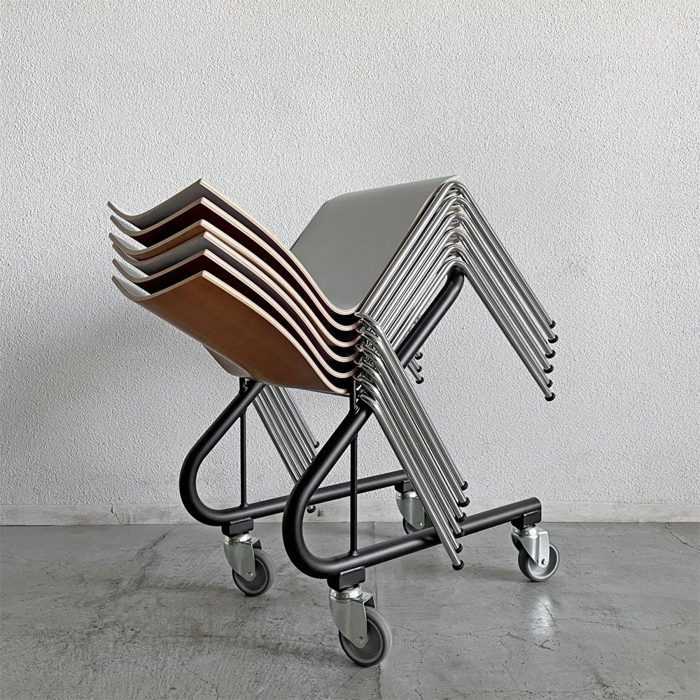 エンゲルブレヒト Engelbrechts チャリック CHAIRIK 101 スタッキングチェア 4本脚 バーチ材 3色 6脚セット 専用トローリー付 エリック・マグヌッセン 未使用保管品 〓