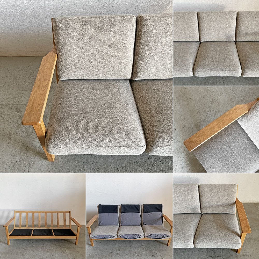 ウニコ unico ヴィスカ VISKA 3シーターソファ 3人掛け W178cm オーク材 カバーリングファブリック ベージュ系 参考価格￥179,300- 〓