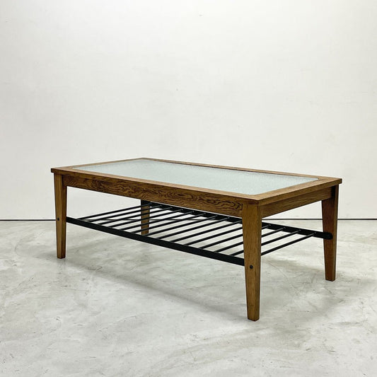 クラッシュゲート CRASH GATE イージーライフ Easy Life ジンロ ZINRO コーヒーテーブル オーク ウォータードロップガラス w108cm リビングテーブル 関家具 展示品 ●