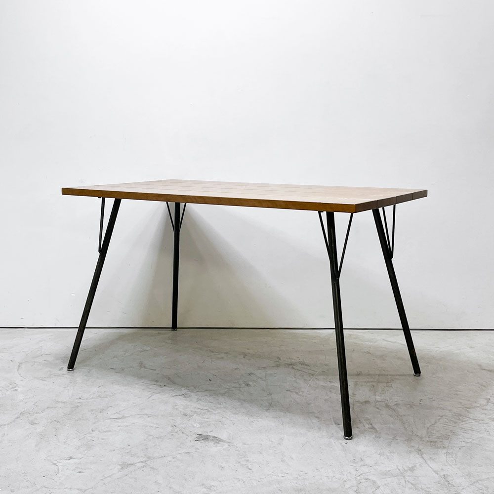 ジャーナルスタンダードファニチャー j.s.F サンク SENS ダイニングテーブル W120cm オーク無垢材 スチール脚 インダストリアル 廃番 ●