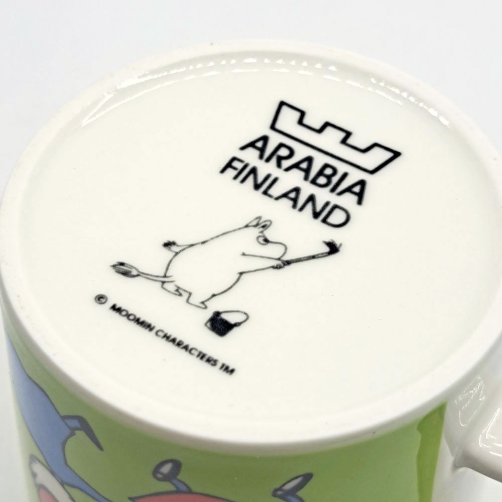 アラビア ARABIA ムーミン Moomin マグカップ トフスランとビフスラン ライトグリーン 廃番 フィンランド 北欧食器 ●