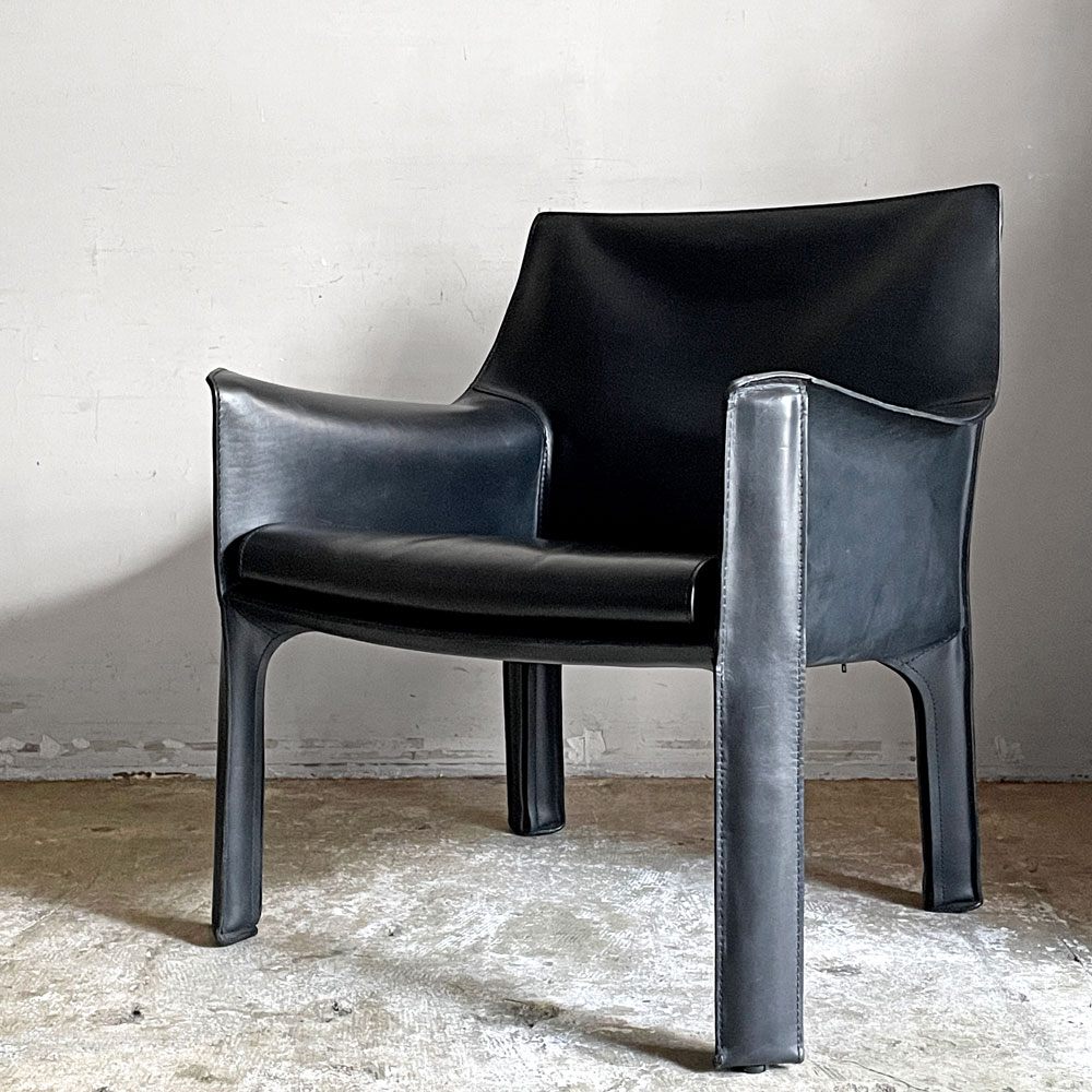 カッシーナ Cassina 414 CAB キャブチェア ラウンジチェア アームチェア 1シーター 本革 マリオ・ベリーニ 参考価格約65万 ■