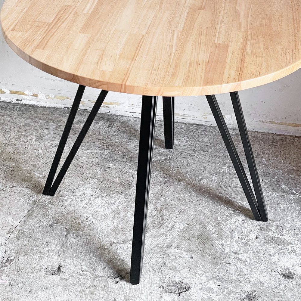 かなでもの KANADEMONO ザ・カフェテーブル THE CAFE TABLE ラバーウッド ラウンド Φ90cm スチール ナチュラル × ブラック ■