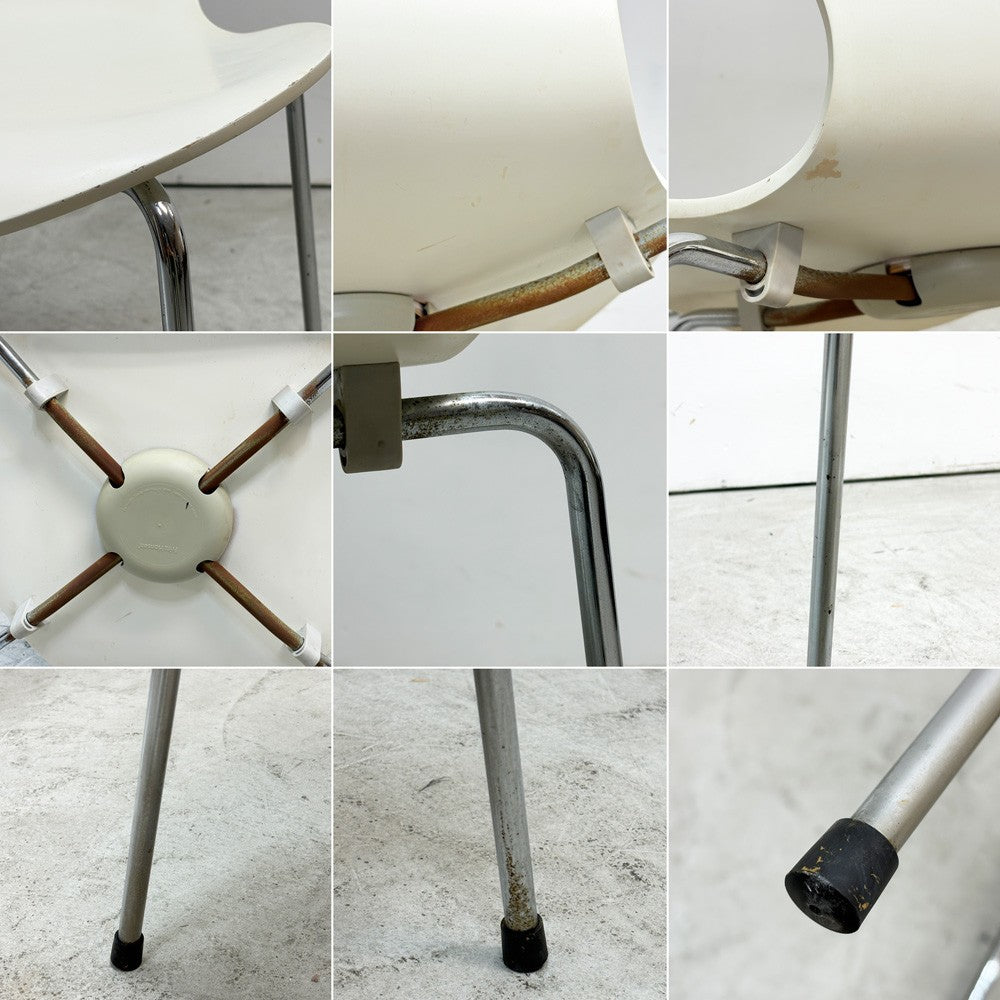 フリッツハンセン Fritz Hansen 3107 セブンチェア ホワイト ラッカー仕上げ スタッキング アルネ・ヤコブセン デンマーク 北欧家具 ●