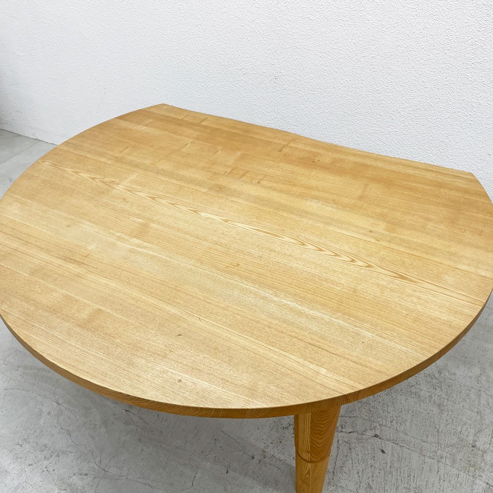 ナガノインテリア NAGANO INTERIOR J-calm KT058-5S 変形半円 LDテーブル ダイニング＆センター兼用 タモ無垢材 ナチュラルカラー W150cm 〓