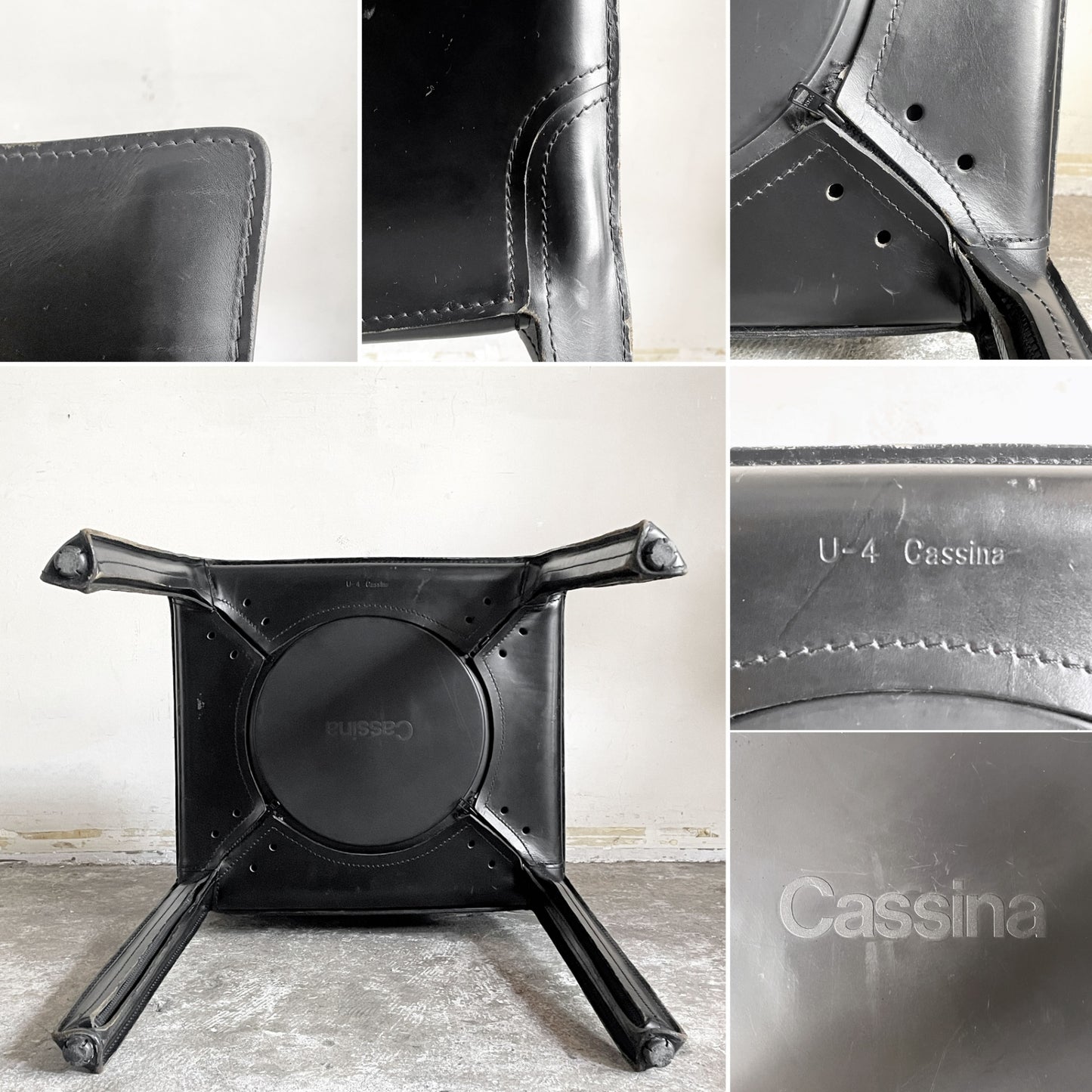 カッシーナ Cassina キャブチェア 412 CAB CHAIR アームレス 本革 ブラック マリオ・ベリーニ MoMA イタリアンモダン A ■