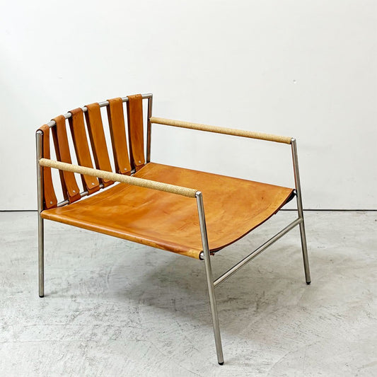 リッツウェル Ritzwell イビサフォルテ IBIZA FORTE イージーチェア ラウンジチェア ステンレスフレーム 本革 代替クッション付属  ●