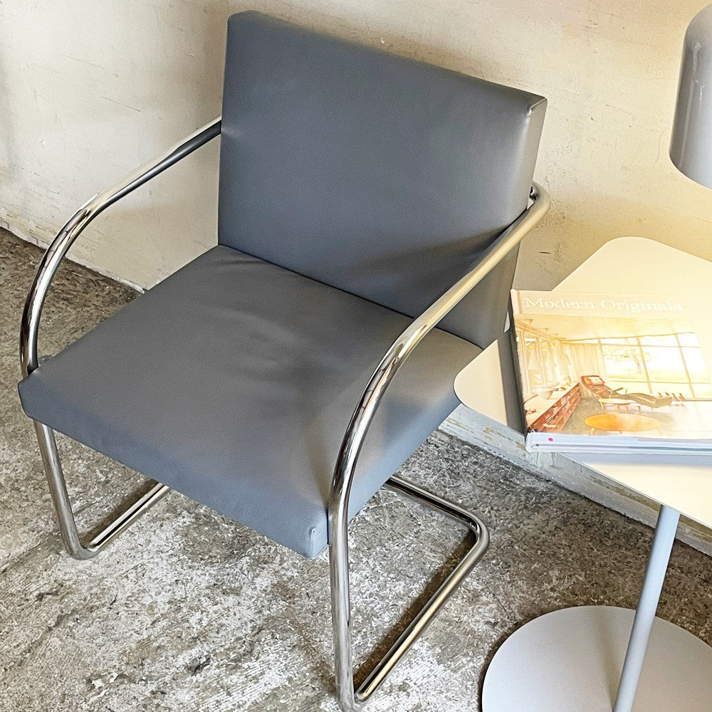 ノル ノール Knoll ブルーノ brno アームチェア チューブラー 合皮レザー グレー系カラー ミースファンデルローエ カンチレバー ■