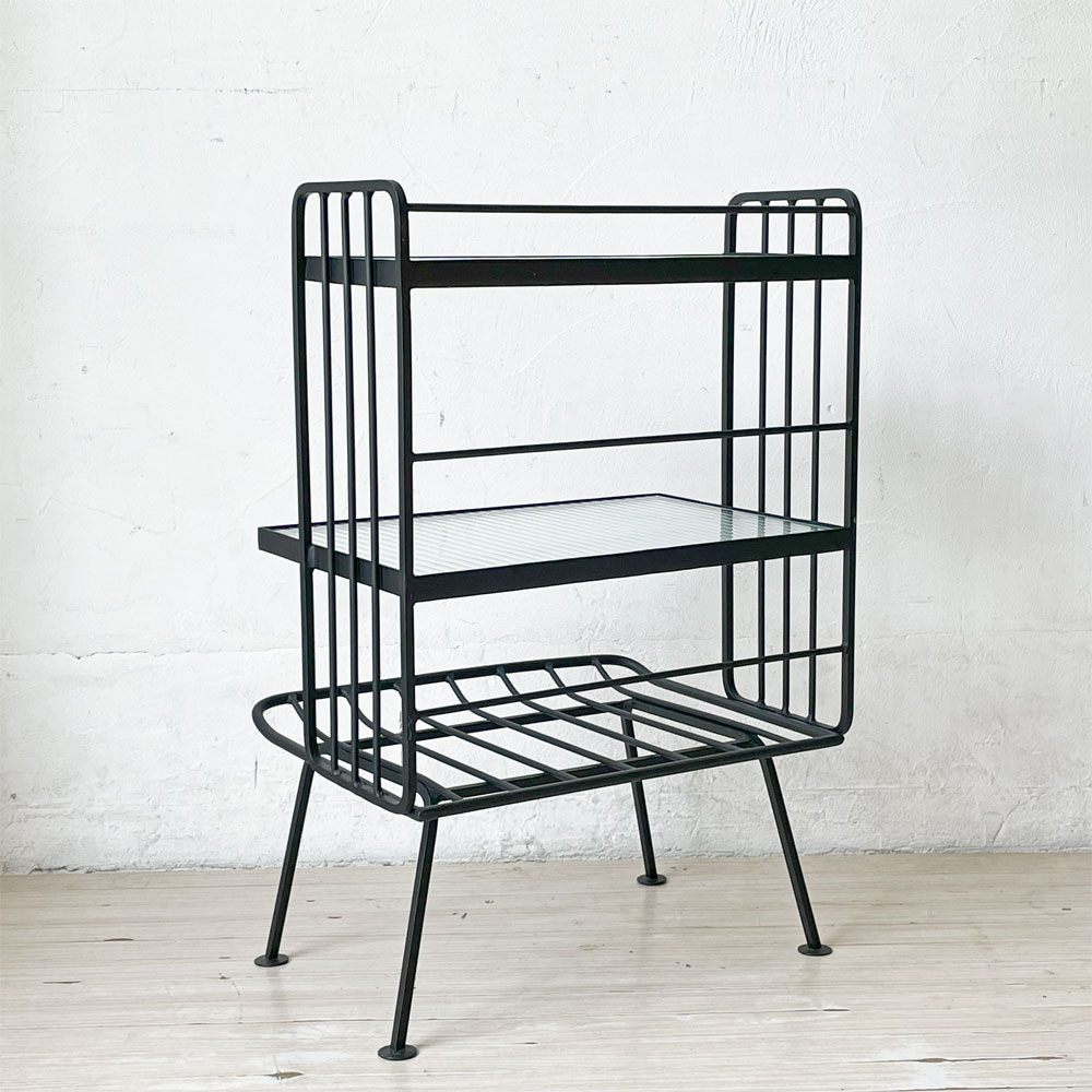 ウニコ unico ステラ STELLA スモールシェルフ 3段 ストライプガラス×アイアンフレーム W40cm 定価￥19,580- 廃番 ★