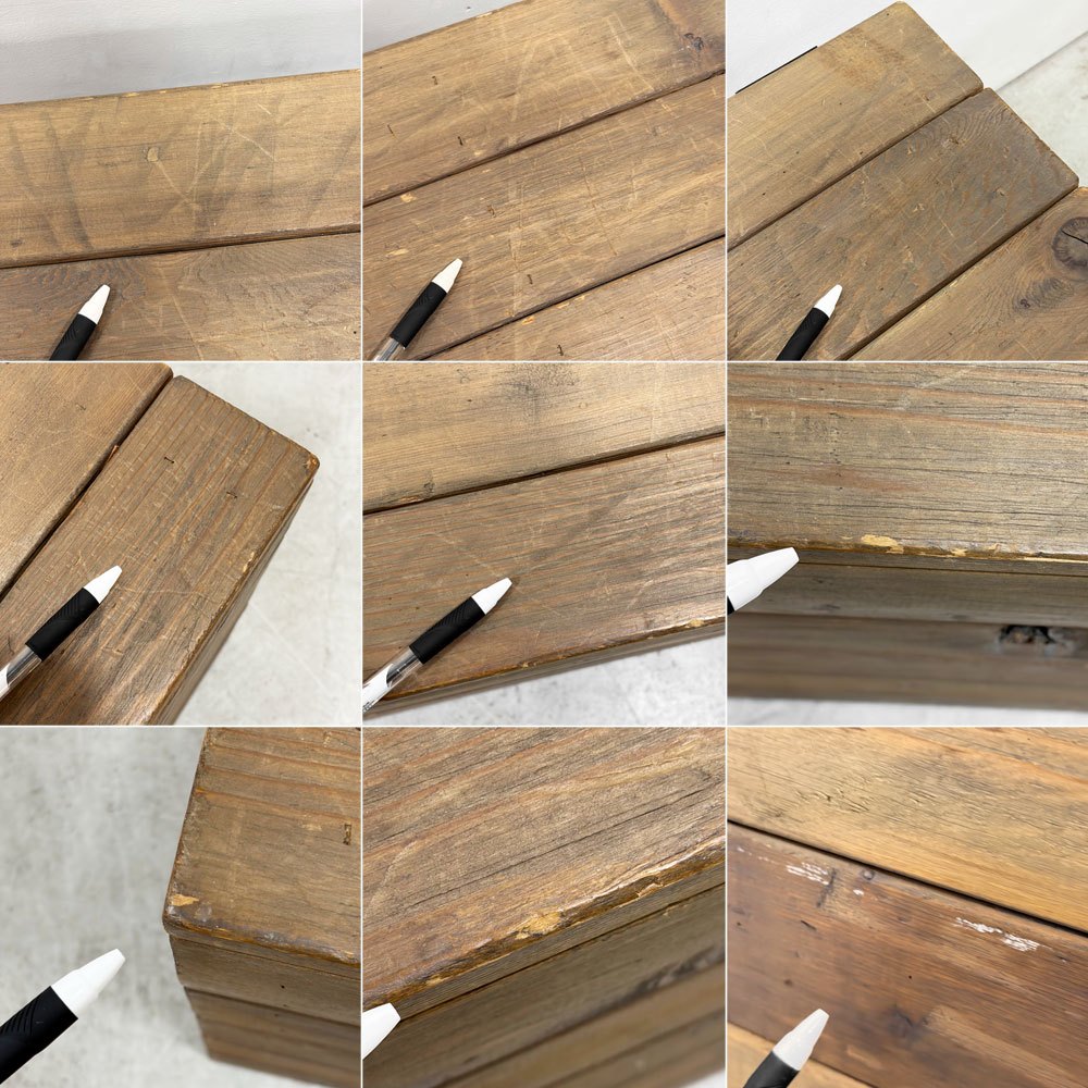 木製ブランケット ボックス 杉材 収納ボックス ベンチ 収納箱 W100cm ビンテージスタイル B ●