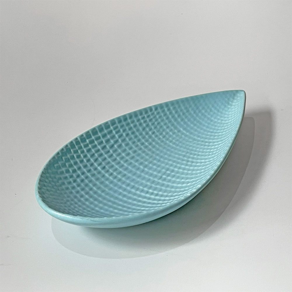 グスタフスベリ GUSTAVSBERG レプティル Reptil リーフ型 プレート スティグ・リンドベリ Stig Lindberg 北欧 ビンテージ ライトブルー ★