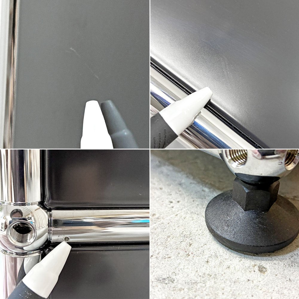 ユーエスエムハラー USMハラー USM Haller モジュラーファニチャー キャビネット シェルフ 2列2段 ドロップダウンドア×4 ブラック×ブルー W152㎝ 参考定価￥351,007- 展示品 ●