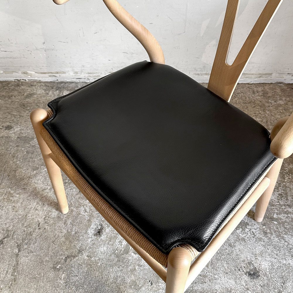 カールハンセン＆サン Carl Hansen & Son CU CH24 ウィッシュボーンチェア Yチェア 専用チェアクッション レザー ブラック ■