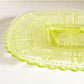 インペリアルグラス Imperial Glass ビーデッドブロック Beaded Block スクエアプレート ガラス イエロー W19.5cm USビンテージ A ■
