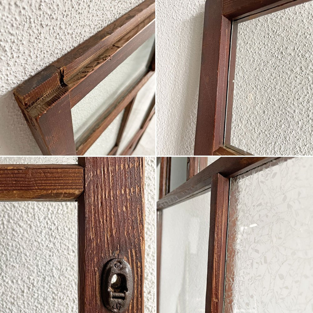 ジャパンビンテージ Japan Vintage ガラス戸 90.5×180cm 色ガラス 型ガラス 大正～昭和初期 建具 古家具 ガラスリペア品 〓