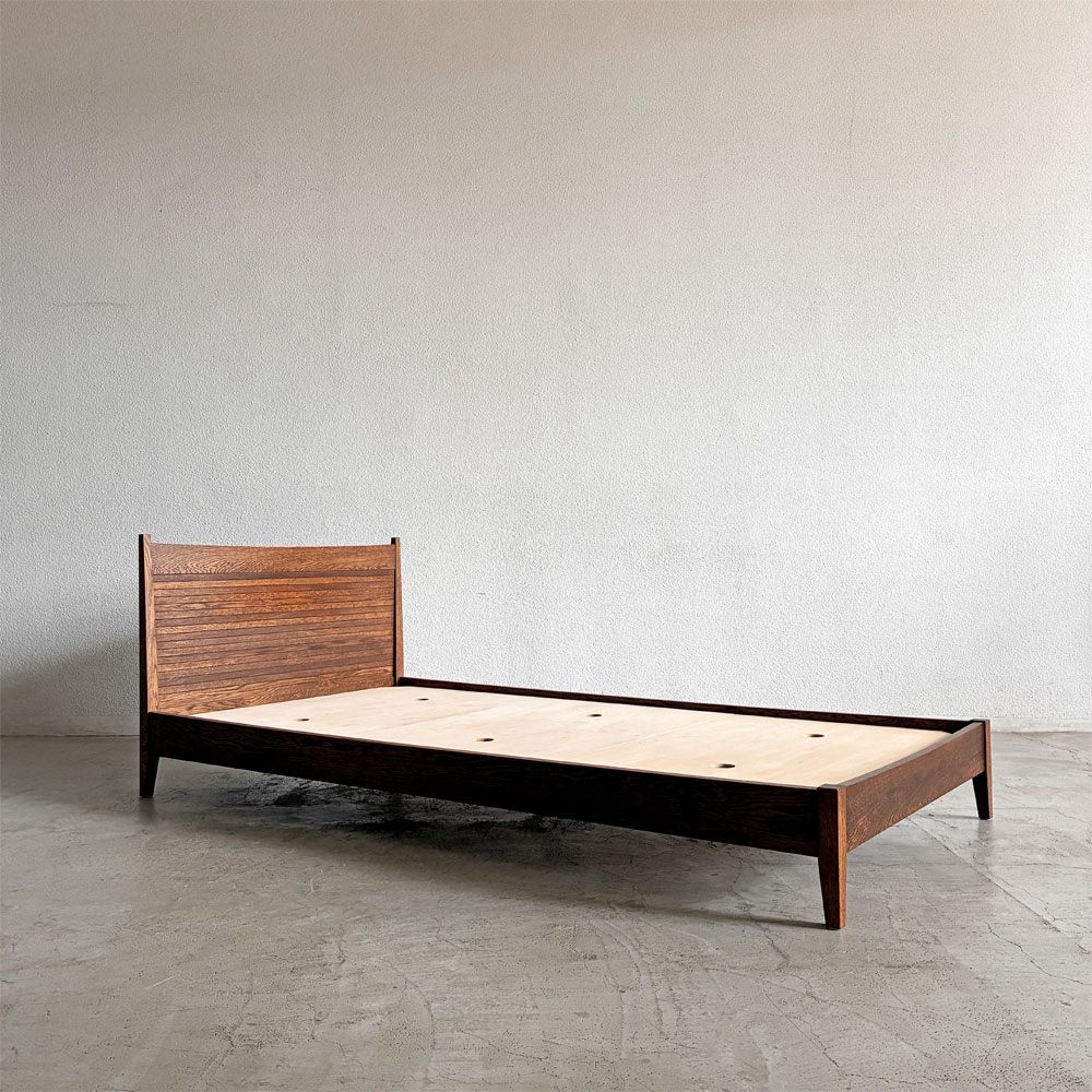 スタンダードトレード STANDARD TRADE ベッドフレーム BED-02C Panel Head パネルヘッド シングル L202cm ダークオーク 定価￥290,000- 〓