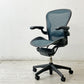 ハーマンミラー Herman Miller アーロンチェア Bサイズ ランバーサポート フル装備 グラファイトベース グリーン系 ビル・スタンフ ＆ ドン・チャドウィック 現状品 ●