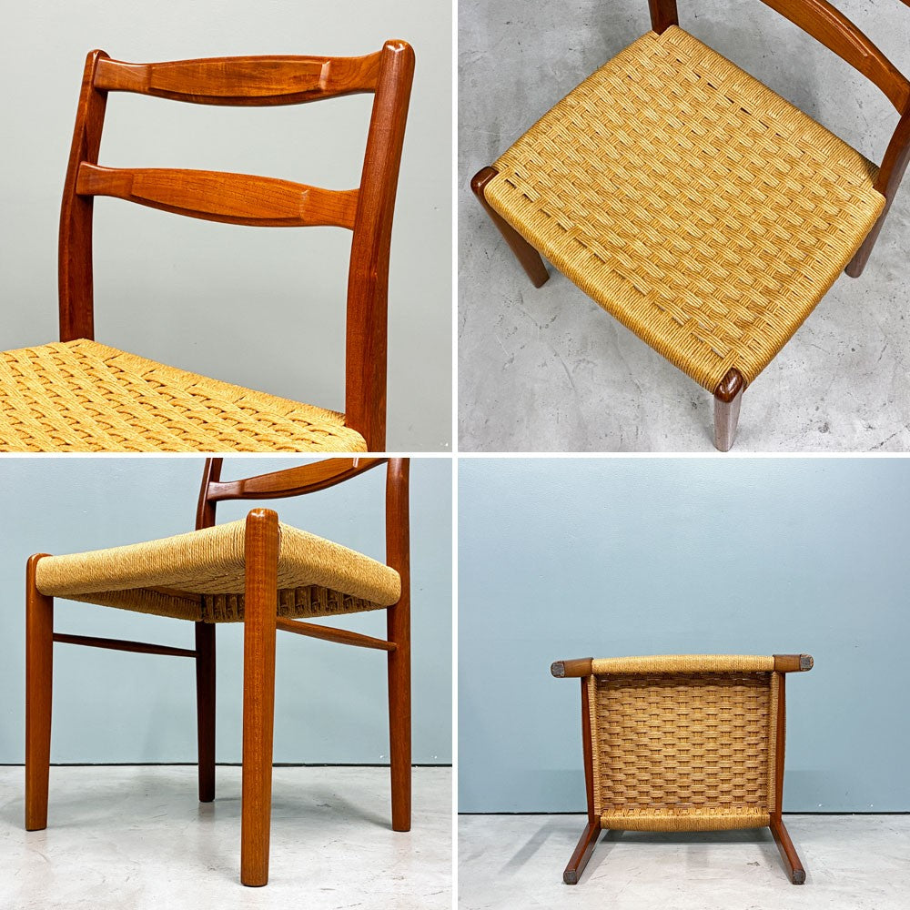 デンマークビンテージ Danish Vintage チーク材ｘペーパーコード ダイニングチェア 北欧家具 ◎