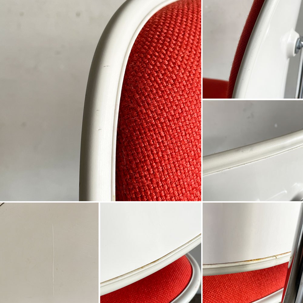 ハーマンミラー Herman Miller ツーピースプラスチックチェア Two Piece Plastic Chair DCM ホワイト オレンジ ファブリック張替済 ビンテージ 希少 ■
