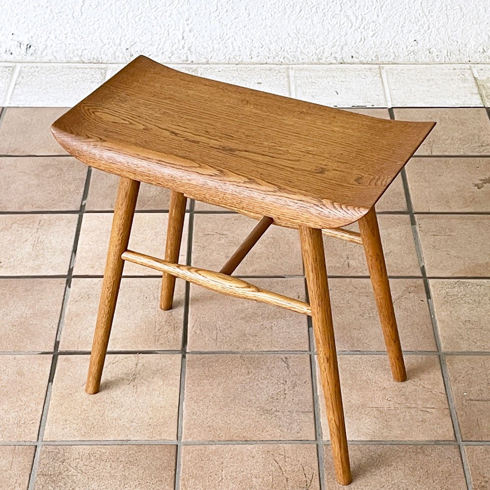 シキファニチア SIKI FURNITURE スツールテーブル STOOL TABLE 2 オーク無垢材 サイドテーブル W45cm 板座 国産家具 ◇