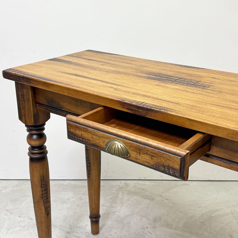 ビンテージスタイル Vintage Style パイン材 コンソールテーブル デスク カウンターデスク 1ドロワー W120×D45×H90cm カントリースタイル ●