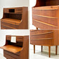 スウェーデンビンテージ Swedish Vintage チーク材 ライティングビューロー ドレッサーデスク キャビネット スライド天板 ミラー付き 北欧家具 ●