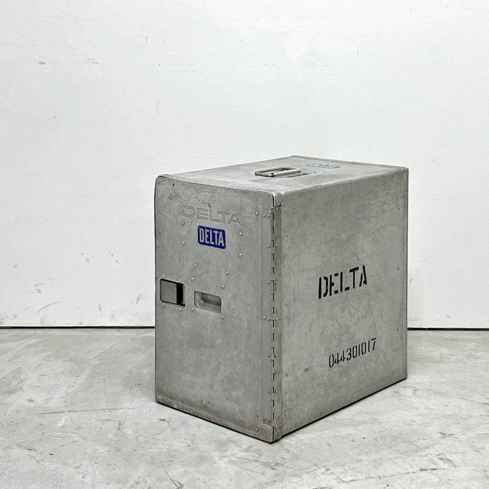 DELTA航空 ビンテージ ギャレーコンテナ ボックス Galley Box アルミ製 1ドア 6段 棚板付き 1960～70`s US Vintage B ●