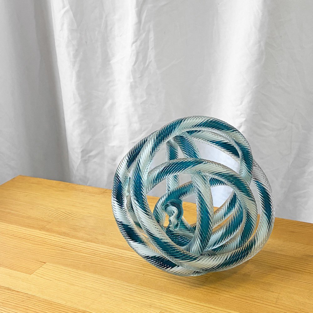 ヘイ HAY グラスノット オブジェ Glass Knot Teal and White インテリア オブジェ 北欧モダン W20cm ◇