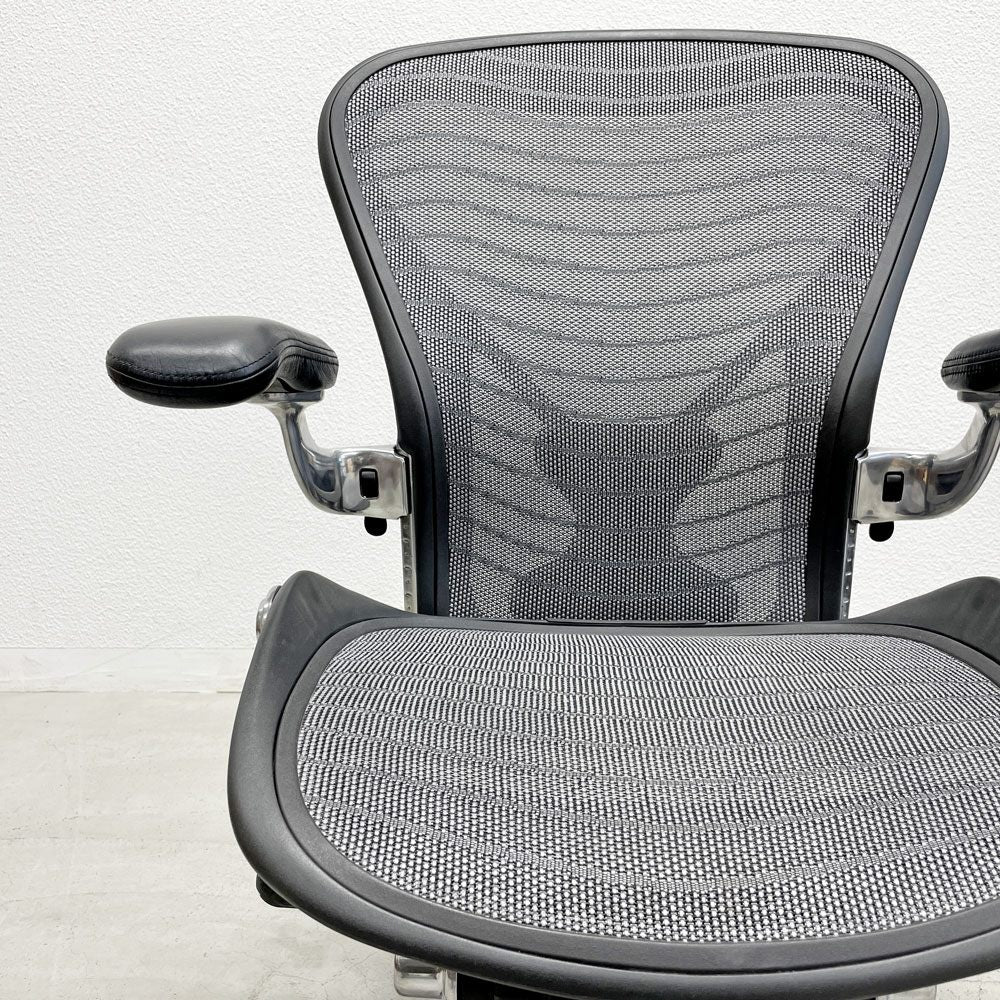 ハーマンミラー Herman Miller アーロンチェア デスクチェア Bサイズ ポスチャーフィット ウェイブ ポリッシュドアルミベース ビル・スタンフ ＆ ドン・チャドウィック 〓